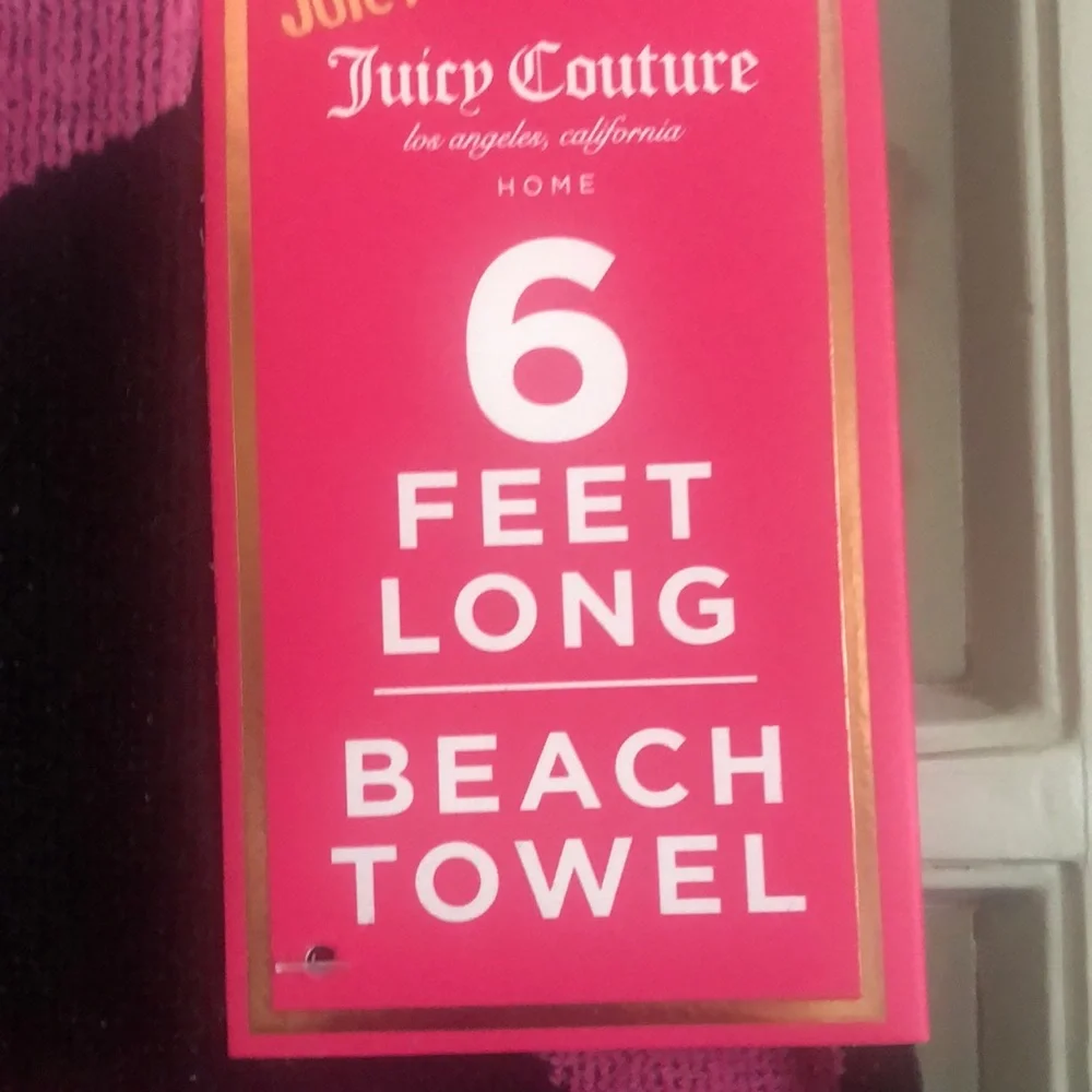 NWT Juicy Couture Black Background w/ Pink Cherries Beach Towel